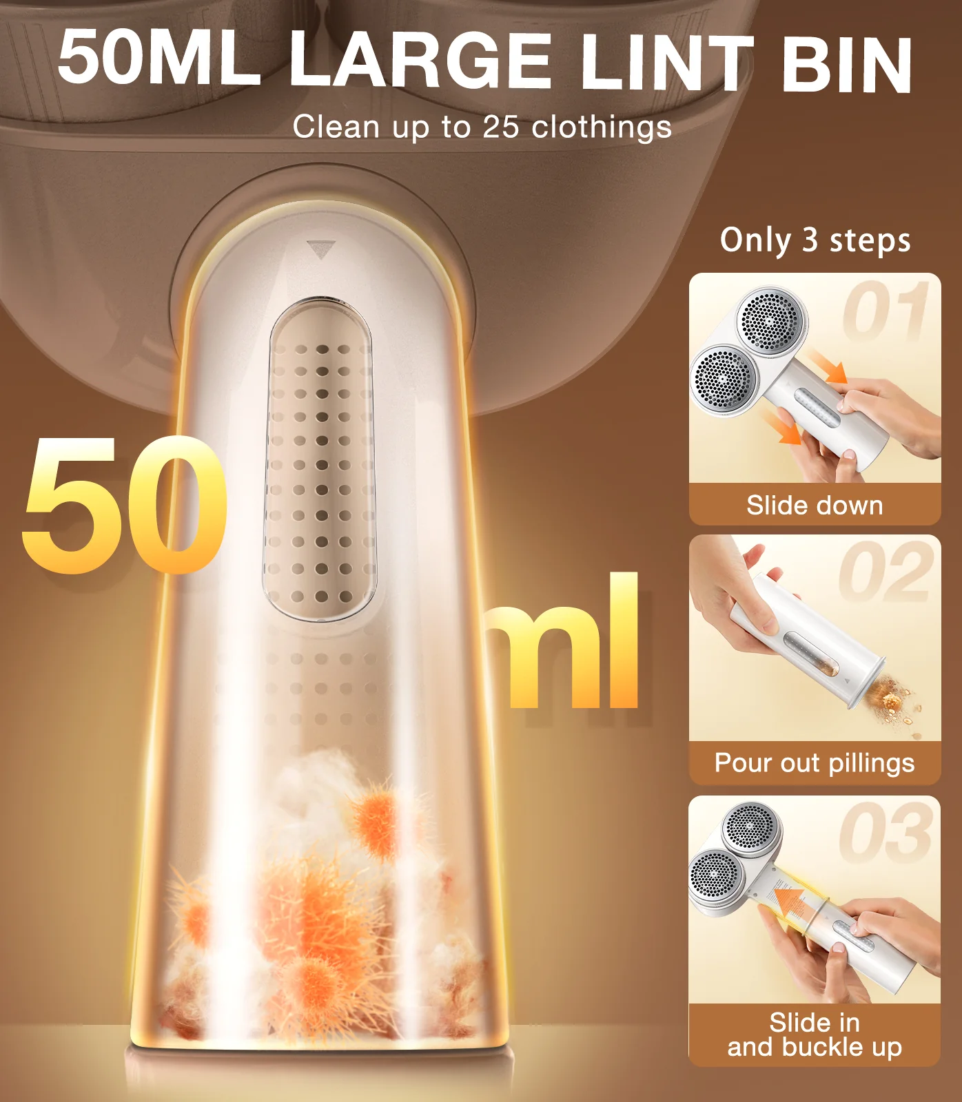 TORRAS Dual Fabric Shaver - Pearl White - Image 3